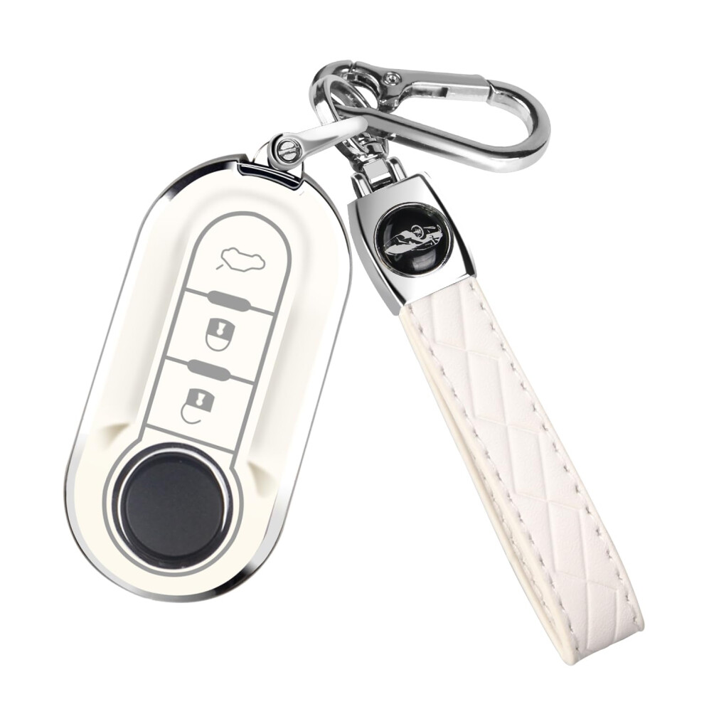 Ft Funtor For Fiat Key Fob Cover,3-Button Silicone Keycase,360 Degree Car Key Case Protector With Keychain Compatible With 5051226544279