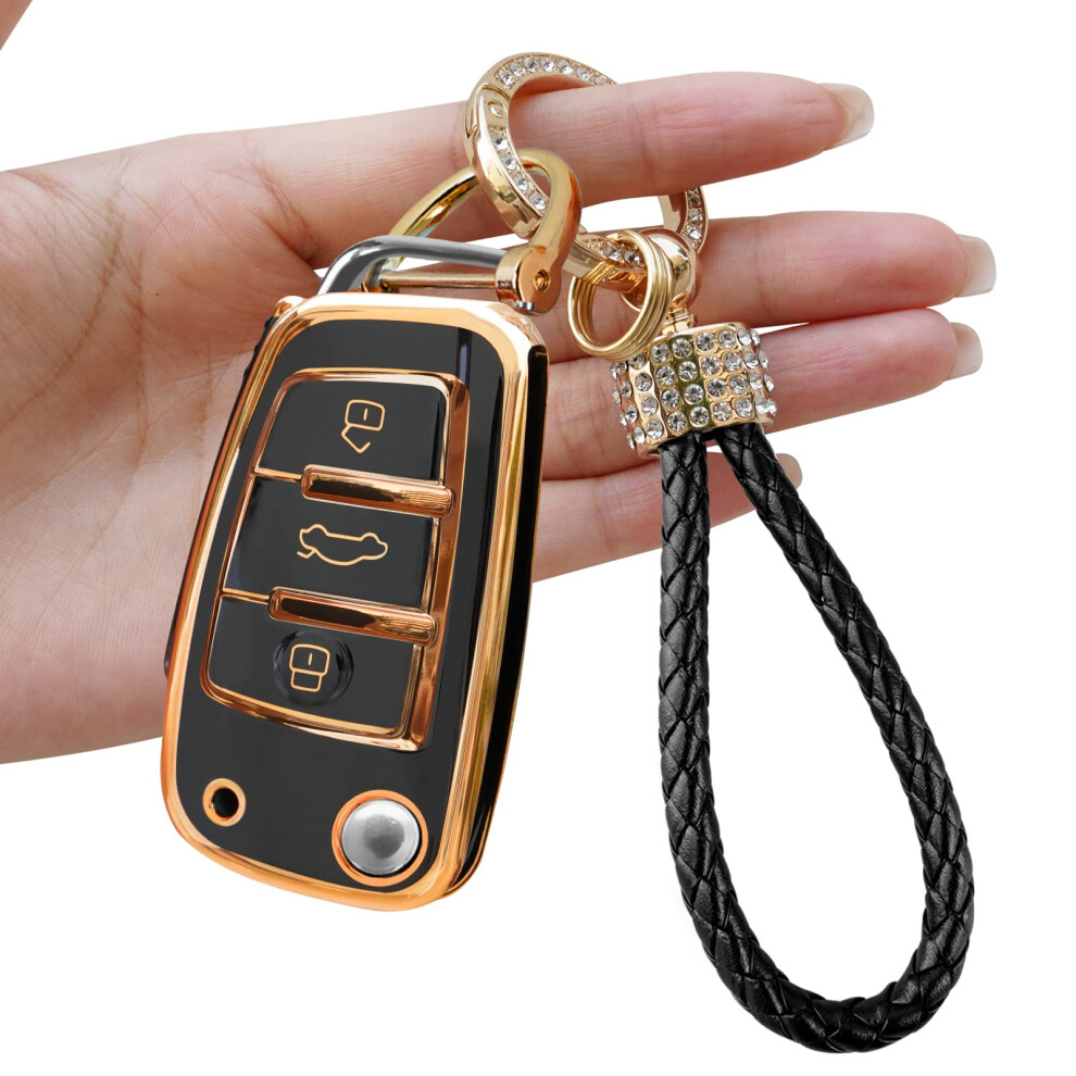 Ttcr-Ii Yumzeco Car Key Cover,3 Buttons Remote Key Fob Cover Compatible With A1 A3 A4 A5 A6 Q3 Q5 Q7 S3 S4 Rs5 Rs6 Tt, Tpu Silicone Keycase 5051226544330