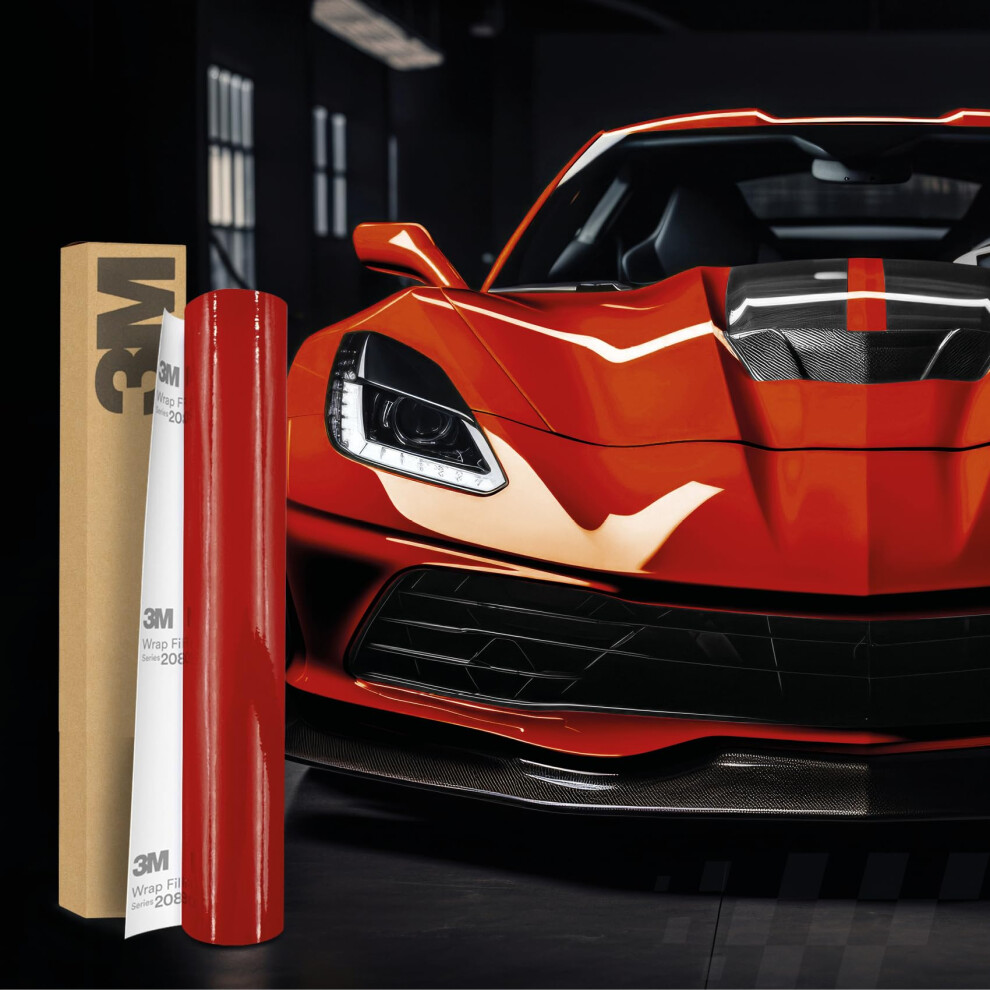 3M Wrap Film 2080 Self-Adhesive Car Film 30 X 152 Cm For Car, Motorcycle, Boat, 3D Paint Protection Film With Air Ducts For Film, G13 Glossy Red 5051226529535