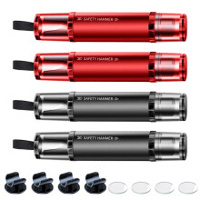VEGCOO 4 Pcs Car Window Breaker Seatbelt Cutter 2-in-1, Flash Hammer for Car with 4 Holders 4 Test Glass for Emergency Escape