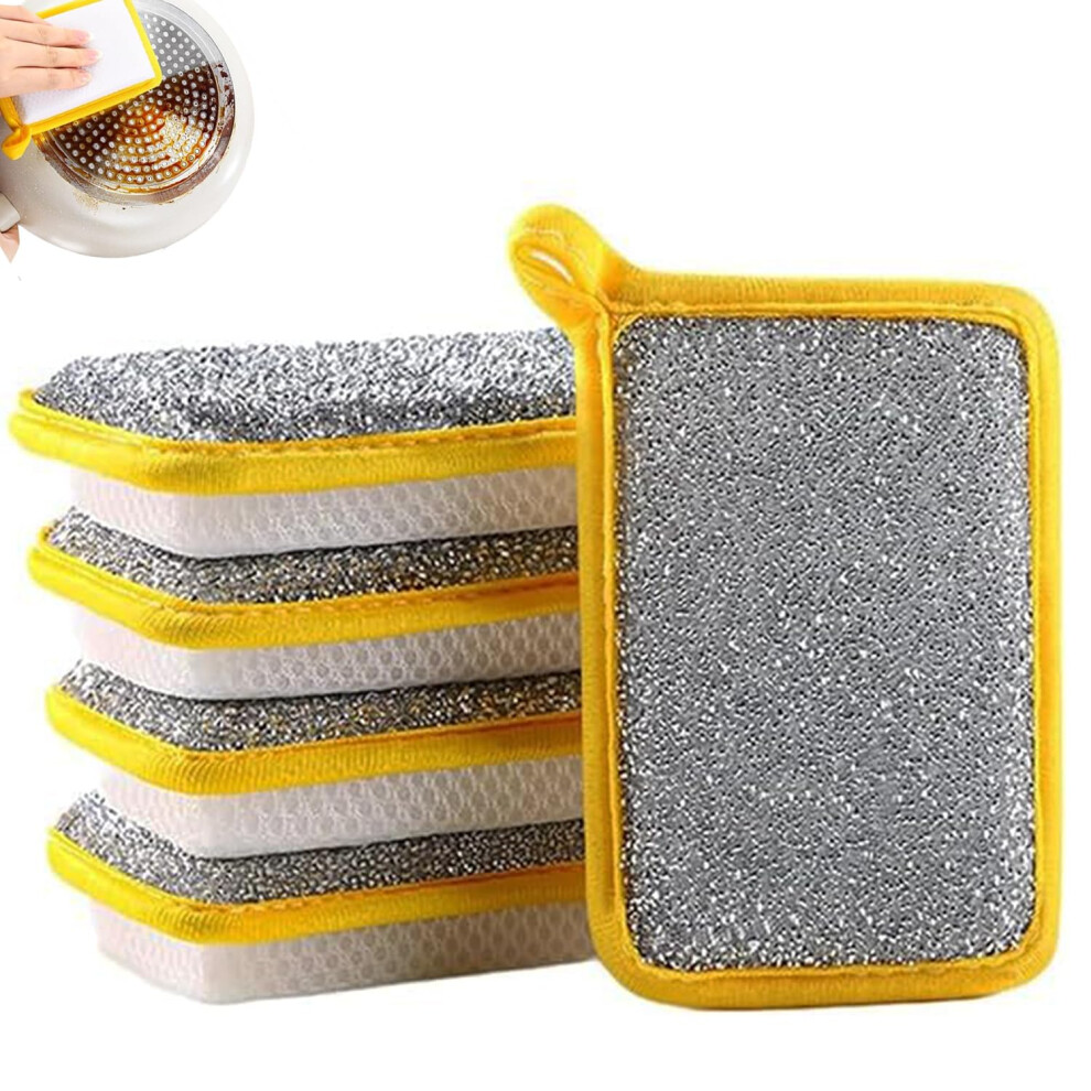 5 Pcs Washing Up Sponge, Double Sided Kitchen Dishcloth, Multi-Purpose Non-Scratch Dishes Absorbent Scrub Sponge 5051226528187