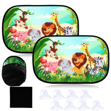 2Pack Car Window Shades for Baby, Animals Forest Sun Shade Static Cling Rear Sunshades