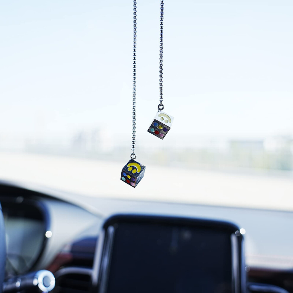 Amioro Creative Hanging Dice With Dots Car Metal Pendant Rear View Mirrors Charms Ornament (Multicolor) 5051226542916