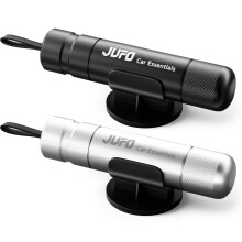 JUFO Emergency Car Window Breaker and Seatbelt Cutter — 2-Pack Safety Hammer Escape Pro Tool, Shatters Glass Instantly (Black+Silver)