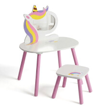 Princess Kids Vanity Table Girls Dressing Table with Stool Mirror Playset Toy Children Makeup Table Role Play Toys