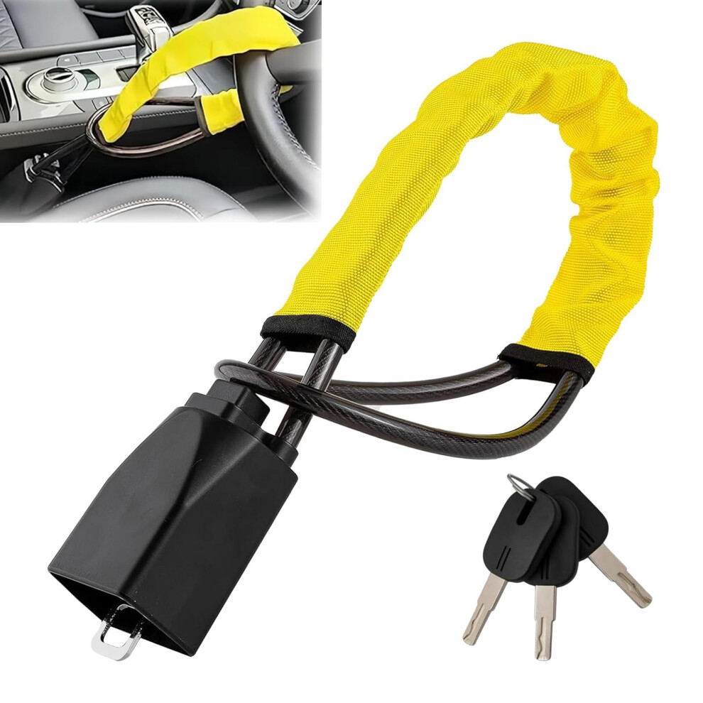 Tocmsnhg Steering Wheel Lock, Car Steering Wheel Locks, High Visibility Seat Belt Steering Lock, Heavy Duty Anti-Theft Device Fit For Cars, Suvs 5051226545061