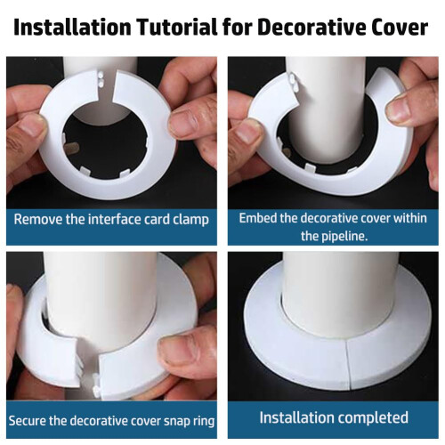 8 PCS White Radiator Pipe Cover Set, Plastic Pipe Collars for 17mm Diameter Pipes 2