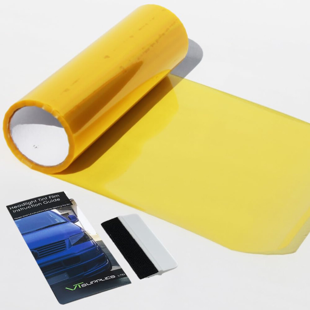 30 X 200Cm Tint Film For Car Headlights Taillights + Squeegee Toolâ¦ Golden/Yellow 5051226548598