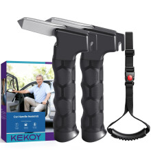 Kekoy 4 in 1 Car Door Handle for Disabled 2 Pack, Mobility Aids for Elderly with Support Strap, Car Door Assist Handle with Window Breaker & Seat Bel