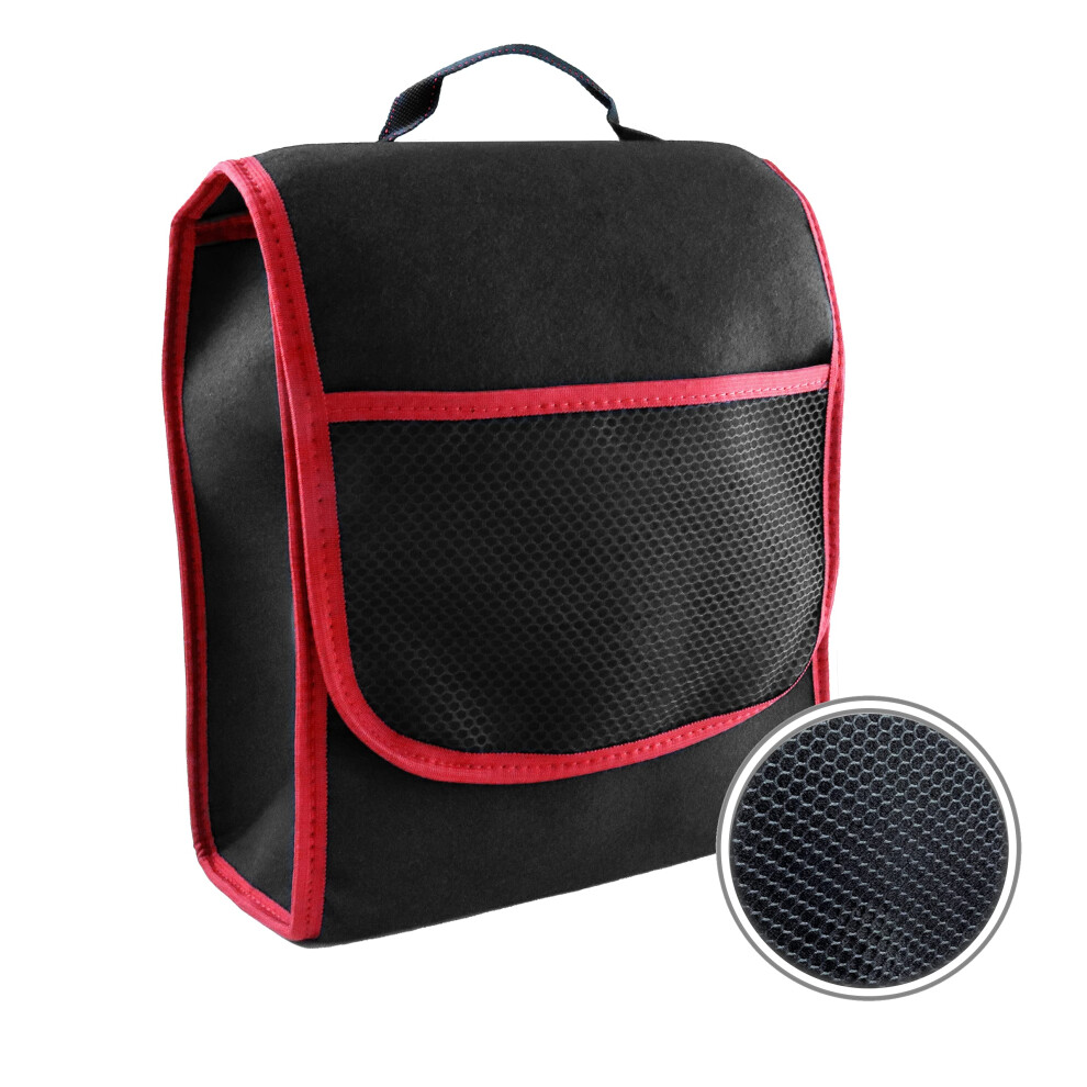 L&P Car Design Car Boot Bag Small - Rugged Felt Tool Organiser With Hook & Loop Fastener ( Red) Black/Red 5051226539497