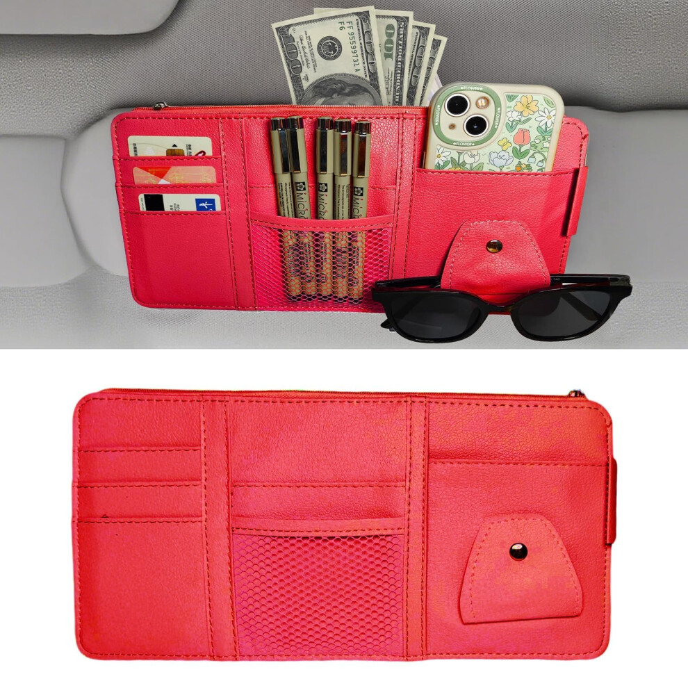 Global-Daily Car Sun Visor Organizer With Multi-Pocket Storage Â Faux Leather Visor Pouch For Documents, Cards, Sunglasses, Phone & Pens 5051226539459