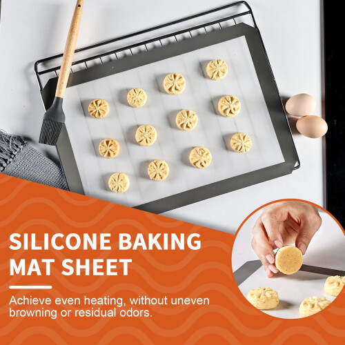 KitchenRaku 2-Pack Silicone Baking Mat, 16.5"x11.6" (42 x 29.5 cm) Reusable Silicone Baking Sheets for Oven 2