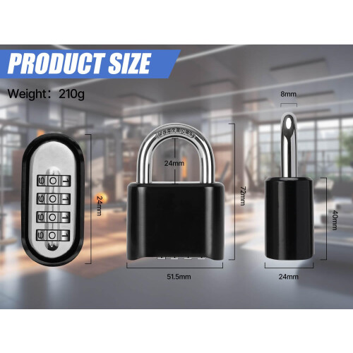 DAYGOS Outdoor Combination Padlock with 4 Digit Code, 52mm Heavy Duty Combination Lock for Gym Locker 1