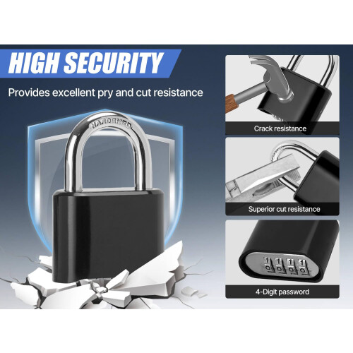 DAYGOS Outdoor Combination Padlock with 4 Digit Code, 52mm Heavy Duty Combination Lock for Gym Locker 2