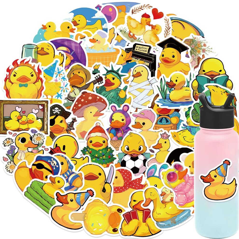 Duck Sticker Pack 50Pcs For Water Bottles Laptops Cars Skateboards Mens Cave Decorations Yellow 5051226549403