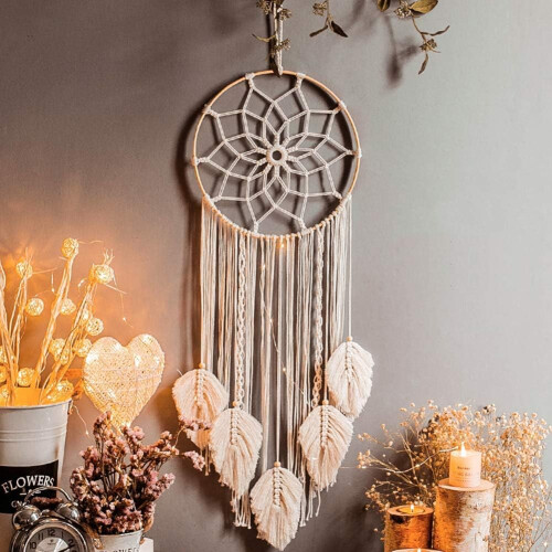 Κρεμαστό τοίχου Boho, χειροποίητες ονειροπαγίδες μακραμέ, υποαλλεργικό υλικό για