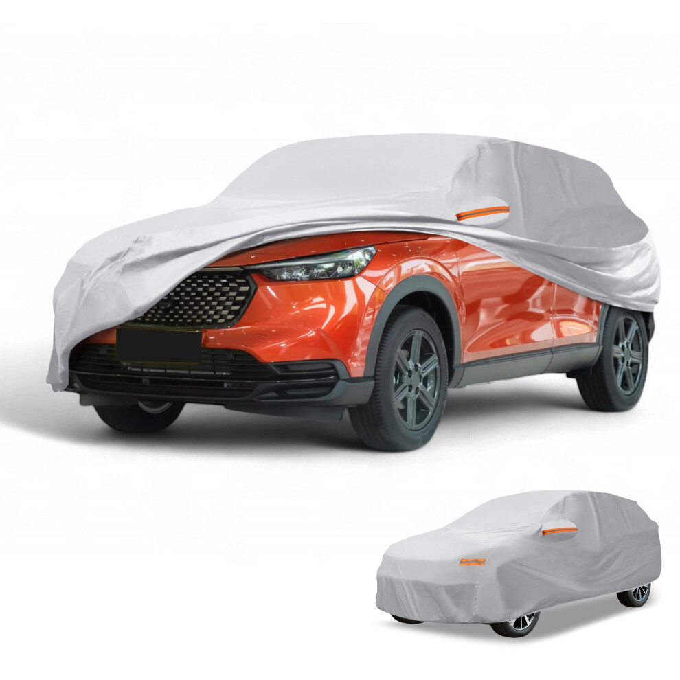 Partuto Waterproof All-Weather Universal Car Cover With Right Side Zipper, 190T-Pu Tone Fits For Suv Up To 181" Length Silver 5051226550157