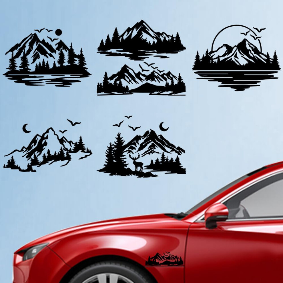 Hobbspring 5Pcs Mountains Car Stickers 14.8X15.5cm Forests Tree Vinyl Car Decals Mountain Scene Graphic Plastic Vehicle Decoration Decals For Auto 5051226548406
