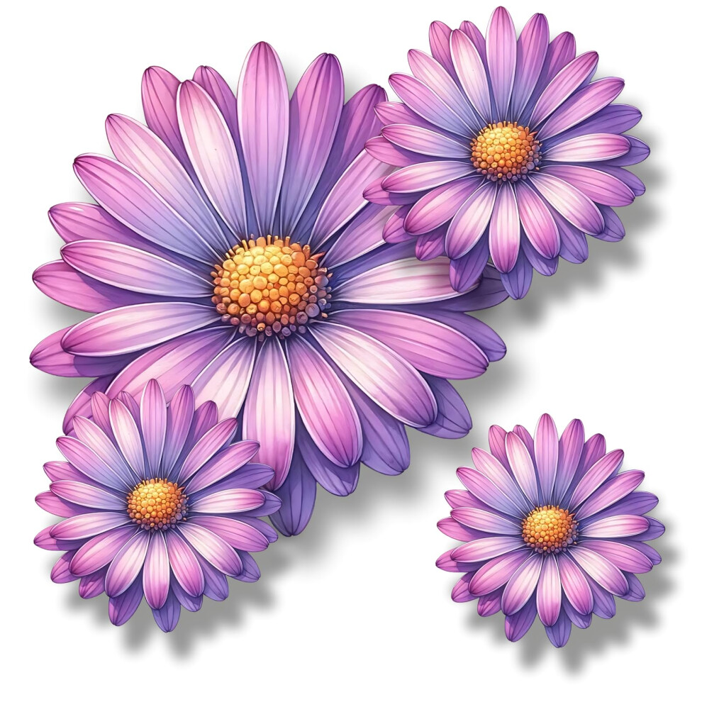 X9 Daisy Flower Vinyl Sticker, Floral Decal Cover Up Marks, Multi-Purpose Ideal For Bin, Car, Laptop, Bike, Wall Purple 5051226548666