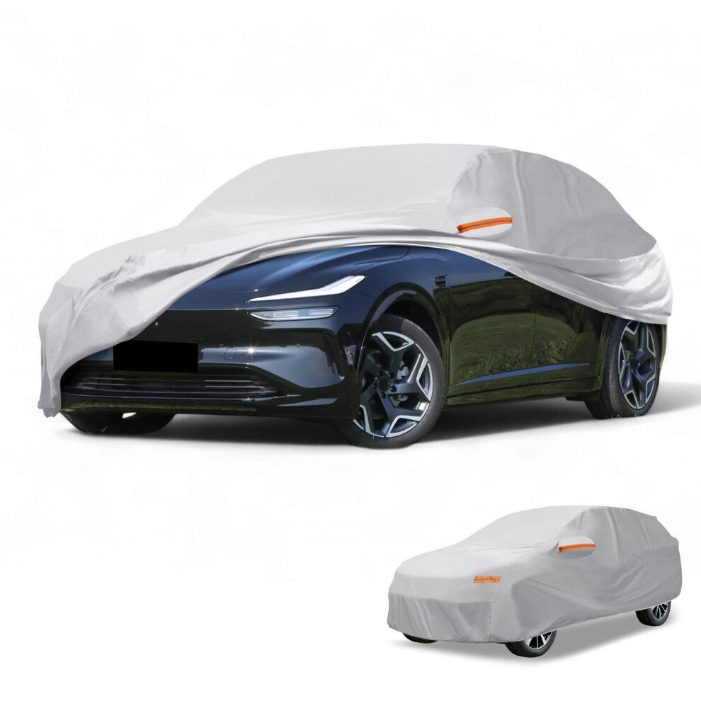 Partuto Waterproof All-Weather Universal Car Cover With Right Side Zipper, 190T-Pu Tone Fits For Suv 181" - 190" Length Silver 5051226550164