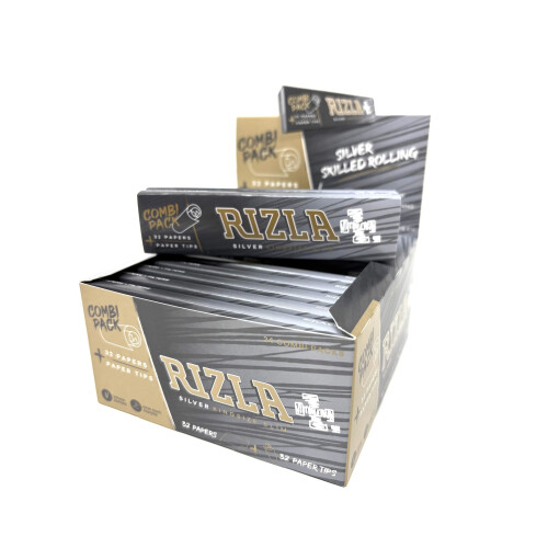 Rizla Silver King Size Rolling Papers With Paper Filter Tips (Combi Pack) Full Box of 24 Booklets 1