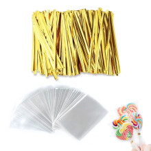 Clear Cake Pop Bags with Metallic Twist Ties 300 pcs