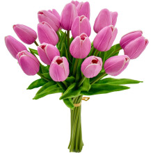 Knallrosa kunstige tulipaner 33 cm (10 stk)