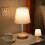 Solid Wood LED Table Lamp Beige Linen 27cm 1
