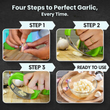 AEX Stainless Steel Garlic Crusher Rocker with Bottle Opener – Manual Garlic Press & Mincer for Garlic, Ginger & Herbs