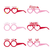 Heart-Shaped Paper Eyeglasses – 6-Piece Valentine's Party