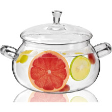 Glass Saucepan with Lid 2450 mL Heat Resistant