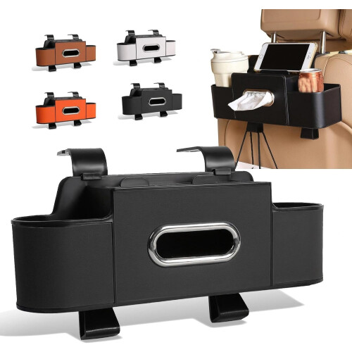 3-in-1 Car Seat Back Organizer with Cup Holders and Hooks