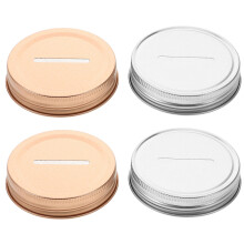 Mason Jar Coin Slot Lids – Tinplate, Regular Mouth, 4-Pack