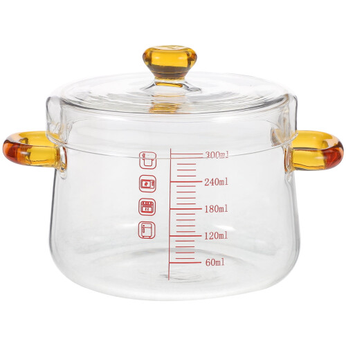 Glass Steamed Egg Bowl with Lid & Double Handles
