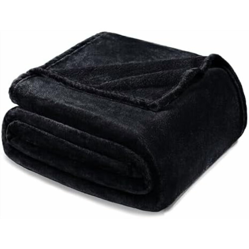 Fleece Blanket Twin Size 90x66 in Black