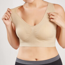 Women's Wireless Full-Cup Bra – Beige, XL