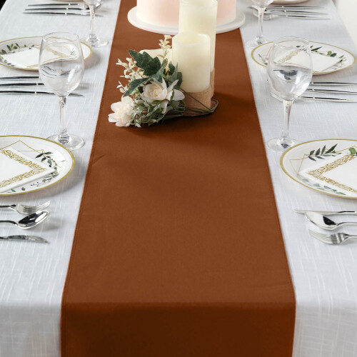 Polyester Table Runner 12 x 108 in Cinnamon Brown (5 Pack)