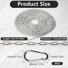 304 Stainless Steel Chains8 Metres 15mm Heavy Duty Chain Links with 4
