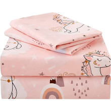 Roze Eenhoorn Tweepersoons Lakenset, 3-delig Microfiber met Diepe