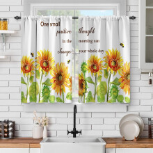 Rideaux de cuisine vintage style tournesol, tringle Ă rideaux courte, tringle Ă rideaux de ferme