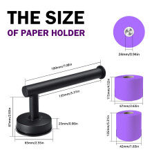 JOMOLA Stainless Steel Suction Cup Toilet Roll Holder Wall Mounted Black Toilet Paper Hanger for Bathroom Removable Tissue Paper Dispenser No Drilling