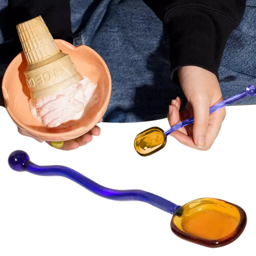 Glass Dessert Spoon – Ergonomic Stirring Spoon, 6.3 in,