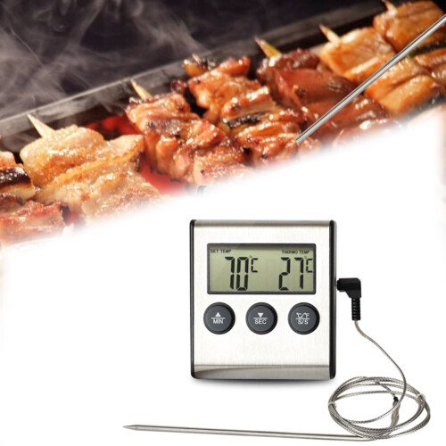 Digitales Küchenthermometer mit Timer und Edelstahl