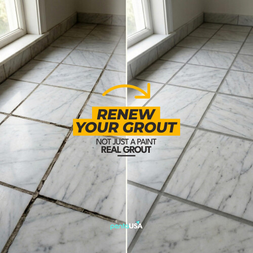 Grout - (Bundle Set) Ready Mixed Grout Reviver with Sponge, Scraper + Rake | Ideal for Bathroom, Kitchen, Shower - 250g (Light Grey) 2