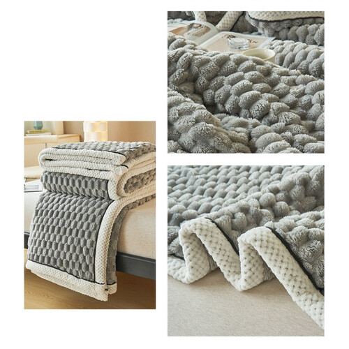Flannel Fleece Blanket Grey 200x150cm Double Layer 2