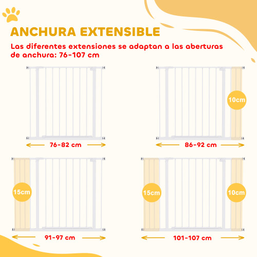 PawHut Barrera de Seguridad Blanco 107 x 76 cm 1