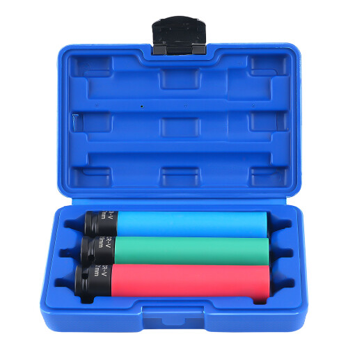 1/2" Drive 3Pc Wheel Impact Socket 17 19 21mm 6 Point 150mm Thin Wall Deep 2