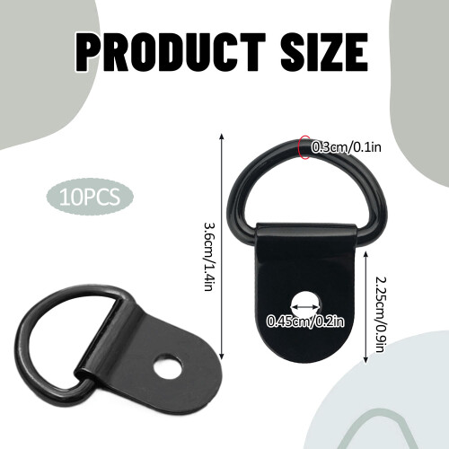 10PCS D Rings Heavy Duty Lashing Ring Black Tie Down Anchor 1
