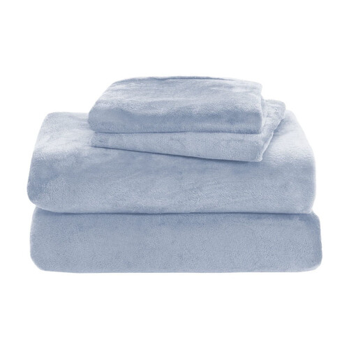 Flannel Sheet Set Queen Size Sky Blue 9163 in 1