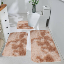 Samt-Badezimmerteppich-Set, saugfähig, rutschfest, 3-teilig